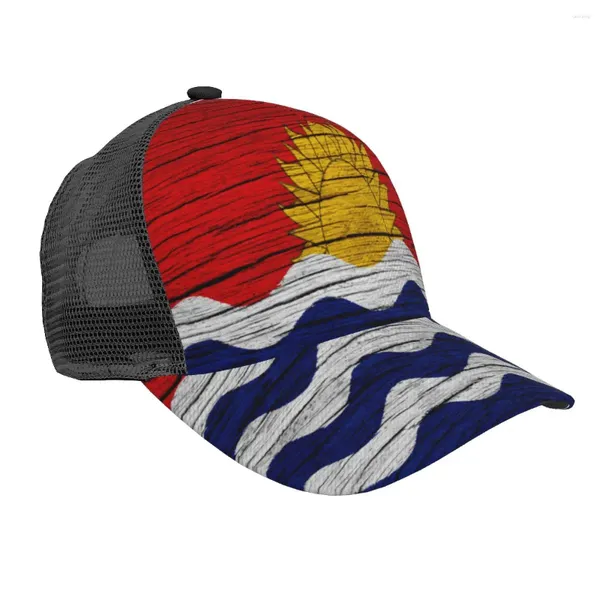 Gorras de bola Gorra de béisbol Bandera de Kiribati Textura de madera Símbolos nacionales Sombrero Transpirable Hombres Mujeres Verano Malla Gota