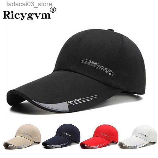 Gorras de bola Gorra de béisbol para hombres Verano Pesca al aire libre Sombreros para el sol Moda masculina Gorras deportivas Hombres Visor largo Sombrero ajustable Snapback Q240116