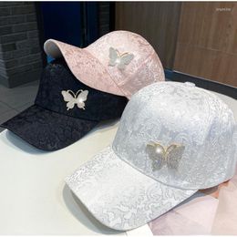Ball Caps Baseball Cap For Women Hats Fashion Snapback Designer Butterfly Rhinestones Peak Sun Visors Hip Hop