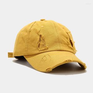 Casquettes de Baseball Casquette de Baseball Hommes Coton Snapback Femmes Streetwear HipHop Sport Casual Pare-Soleil Chapeau De Camionneur Déchiré Rétro Os Chapeaux Unisexe