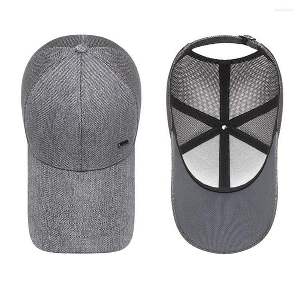 Tapas de pelota Capilla de béisbol hombres Long Brim sólido transpirable Snapback Mesh Peaked Hard Top Summer Sport Sunshade Sunspreen Outdoor