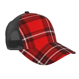 Ball Caps Cap de baseball Plaid rouge et blanc dans un chapeau bordeux des hommes respirants femmes