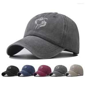 Casquettes de baseball Casquette de baseball Snapback Chapeau Couleur Pure Petit Singe Lavage à l'eau Printemps Automne Hip Hop Ajusté