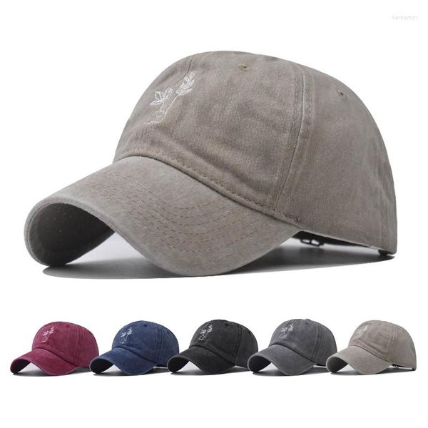 Casquettes de baseball Casquette de baseball Snapback Chapeau Pure Couleur Fleurs Lavage à l'eau Printemps Automne Hip Hop Ajusté pour hommes femmes