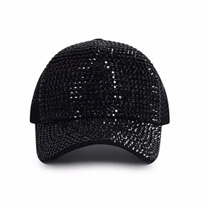 Ball Caps Baseball Cap Femmes Fond Rignestone Perles Mesh Cap Street Fashion Snapback Chapeaux Casual Party Hip Hop Kpop Dance Cap Men Summer D240507