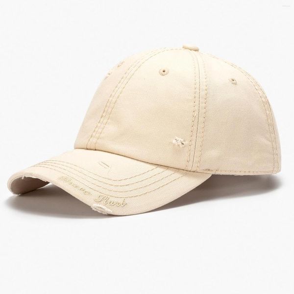 Gorras de bola Gorra de béisbol Mujeres Carta coreana 3D Bordado Primavera Hombres Casual Agujeros picos Algodón Protección solar Sombrero al por mayor