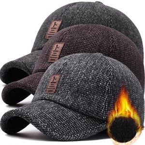 Casquettes de baseball Casquette de baseball en laine tricotée hiver couvre-oreilles hommes épaissir chapeaux chauds avec oreillettes Sport Golf 231016