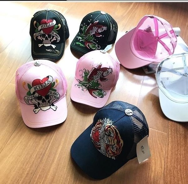 Gorras de béisbol Gorras de béisbol para hombres ED Tiger Head Fish Summer Malla transpirable Truck Hat Pink Sunvisor Cap Kpop para mujeres 230731