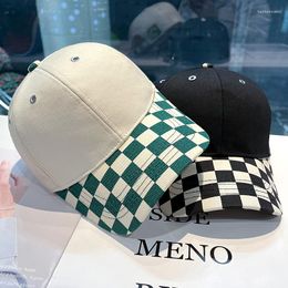 Casquettes de Baseball pour femmes coton casquette à carreaux visières fille garçon Style coréen Snapback chapeaux 2023 hommes large bord soleil