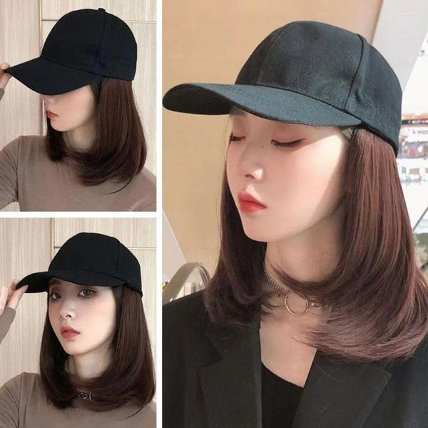 Gorras de bola Peluca de béisbol Sombrero Marrón Claro Negro Corto Temperatura Recta Pelo Alto con gorra de mujer G5X5