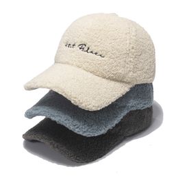 Bola bonés beisebol inverno cordeiro pele carta chapéus para mulheres outono versão coreana quente pelúcia 221129
