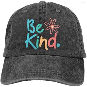 Ball Caps Be Kind Black Baseball Cap Verstelbare Vintage Low Profile Denim Dad Hat voor dames heren Snapback Vier seizoenen volwassen Unisex