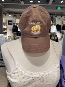 Casquettes de balle ours broderie marron Baseball femmes Vintage coton doux crème solaire chapeau Femme décontracté rétro Snapback chapeaux 2024