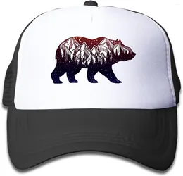 Ball Caps Bear Forest Mountain Trucker Mesh chapeau réglable Youth Toddler Baseball Cap pour les enfants et les enfants de 3 à 10 ans