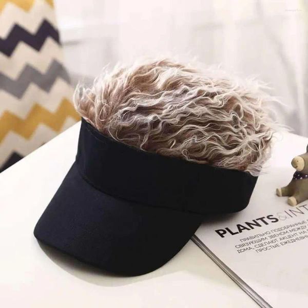 Gorras de bola Hermoso sombrero de béisbol ajustable con pelo con púas Peluca divertida Deporte Gorra de novedad suave para la escuela