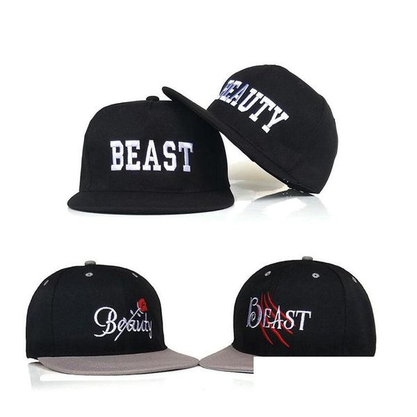 Casquettes de baseball Beauté Bête Hiphop Casquette Printemps Eté Baseball Casquettes Snapback Pour Chapeaux Amants Réglable Plat Le Long Chapeau De Soleil Casquette Drop Del Dhtan