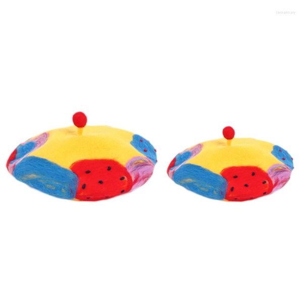 Gorros de boina sombreros de lana a juego para mamá-niño estilo de pintura al óleo sombrero en colores brillantes Sboy DropshipBall