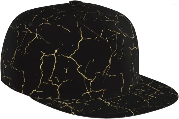 Casquettes de baseball motif marbre noir chapeau plat unisexe casquette de baseball style hip hop visière vierge réglable