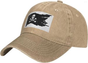 Gapa de béisbol de la bandera pirata negra de las tapas - Cotton de algodón lavado ajustable Hat de papá unisex divertido