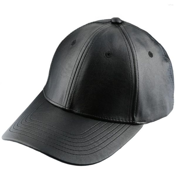 Ball Caps noir Pu Leather Baseball Cap snapback Ajustement papa ajusté