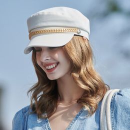 Gorras de béisbol, sombreros de marinero negros para mujer, sombrero militar de moda para primavera y verano, boina para mujer, gorra plana de capitán, gorra de cadete de viaje 230321