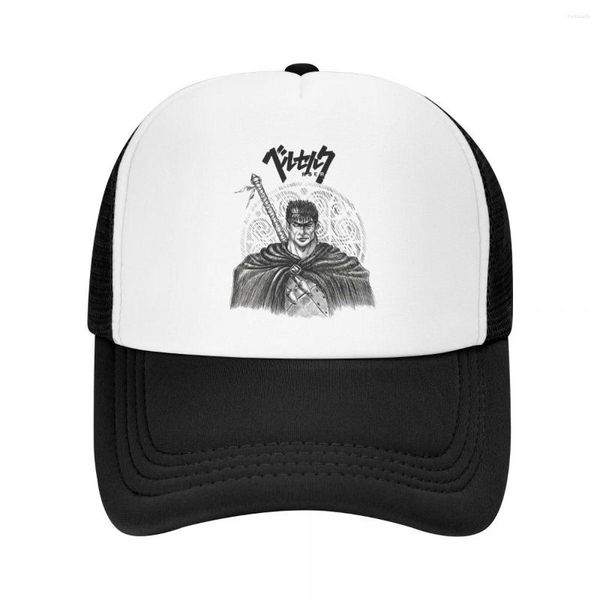 Tapas de pelota Black Swordsman Trucker Hats Berserk Griffith Manga Mesh Net Baseball Cap para Hombre KPOP Snapback Streetwear