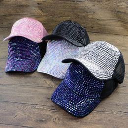 Ball Caps Blingling Baseball Cap voor vrouwen Luxe Rhinestones Allover Snapback Peaked Trucker Crystal verfraaide Hip Hop Kpop -hoeden