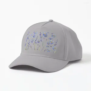 Casquettes de baseball bleues Forget Me Not Blooms Cap conçues et vendues par un best-seller JRoseDesign