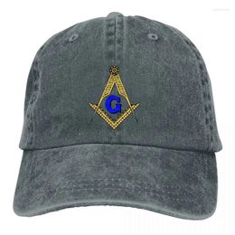 Tapas de pelota Azul Béisbol amarillo Cap FreeSon Freemason Gold Square Sol Sombron