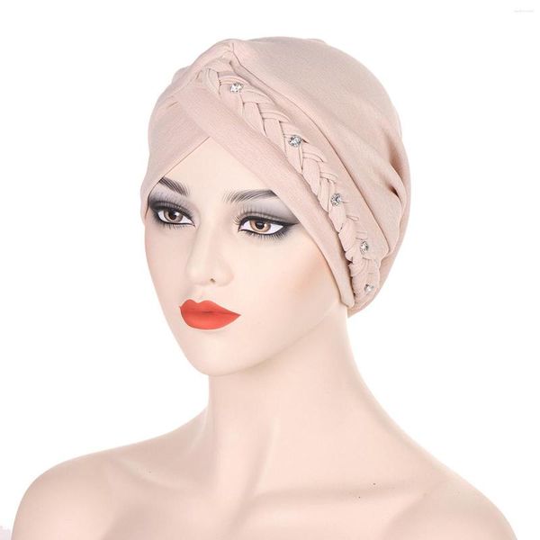 Gorras de bola Boho Mujeres Musulmanas Gorro para la pérdida de cabello Sombreros impresos Trenza Cáncer Chemo Cubierta de la cabeza Bonnet Turbante islámico Envoltura árabe