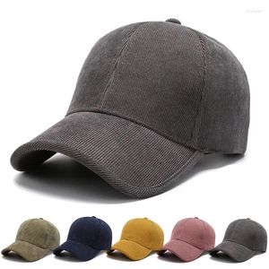 Gorras de bola Marca Gorra de béisbol para hombre Otoño Invierno Casual Pana sólida Tapa dura Snapback para mujeres Gorras de hueso Sombrero de papá al por mayor