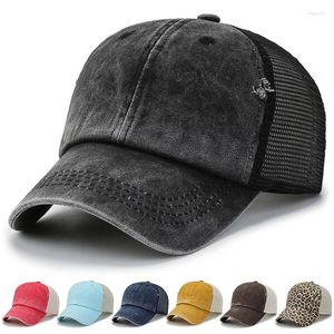 Ball caps merk dames honkbal pet zomer mesh net ademende snapback voor dames vinatge gewassen katoenen zon schaduw hoeden