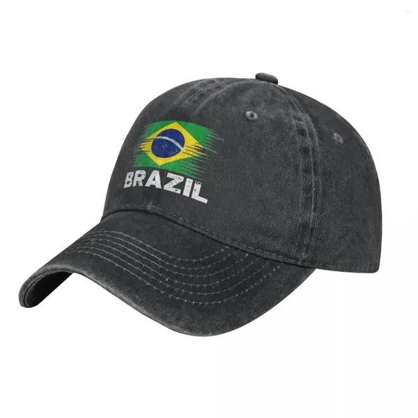 Gorras de béisbol Bandera desgastada de Brasil Béisbol brasileño Vintage Denim Headwear Unisex Entrenamientos al aire libre Sombrero de regalo