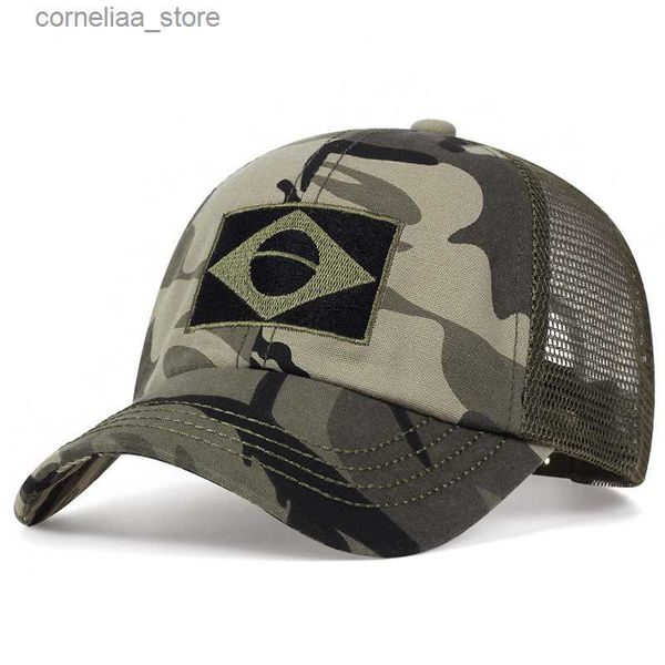 Casquettes de baseball Drapeau brésilien camouflage casquette de baseball mode jungle casquettes de combat réglable en plein air coton chapeau décontracté hip hop sport hatsY240315