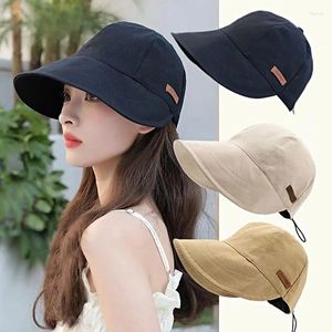 Berretti con visiera Berretto con visiera traspirante Cappello da baseball con protezione solare a tesa larga pieghevole Tinta unita Cappelli da sole da spiaggia con coulisse regolabile