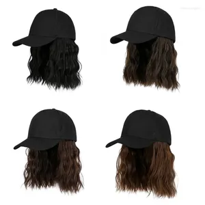 Gorras de bola Peluca de pelo corto transpirable Gorra de béisbol con fibra sintética Ropa casual Sombrero Moda para dama adulta