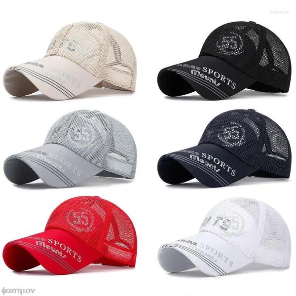 Gorras de bola Transpirable Snapback Sombrero Masculino Al aire libre Elegante Simple Sólido Canadá Verano para hombres Carta Malla Gorra de béisbol Deportes Visera unisex