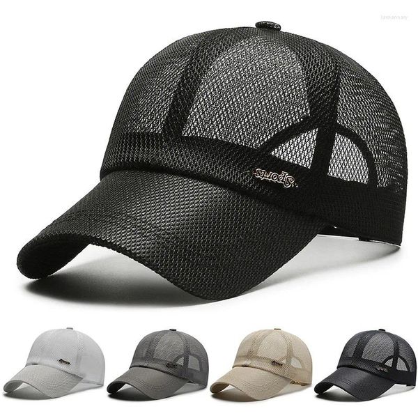 Gorras de bola Canadá Verano para hombres Carta Malla Gorra de béisbol Deportes Visera para el sol Transpirable Snap Back Sombrero Masculino Al aire libre Elegante Simple Sólido KPOP