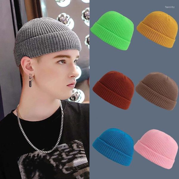 Ball Caps Candy Colours Chapeaux Hip Hop Hat Unisexe Simple Fashion chaude Hiver Casual Knitted Solid All-Match ￩pais Kpop Style Gorro