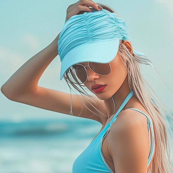 Gorras de bola Colores de caramelo Protección UV Vacío Top Ancho Ala Mujeres Verano Ejercicio al aire libre Béisbol Playa Pérdida de cabello Bufanda