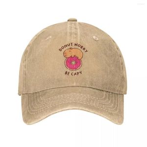 Capybara sur un beignet, casquette de Baseball unisexe, ne vous inquiétez pas, soyez heureux, en Denim délavé, chapeau d'entraînement Vintage, Snapback