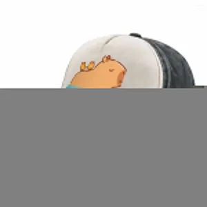 Casquettes de balle Capybara natation avec deux oiseaux sur son dos casquette de baseball personnalisé chapeau de cheval dur pour les femmes hommes
