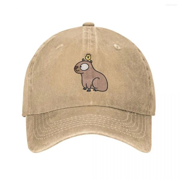 Gorras de bola Capibara con pájaro en sombrero de vaquero Visera térmica Sol para niños Salida de playa para mujeres 2024 Hombres