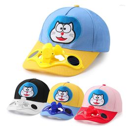 Casquettes de baseball Chapeau d'enfant de bande dessinée avec ventilateur solaire Casquette de baseball Chapeaux brodés réglables à pointe extérieure Chapeau de soleil d'été