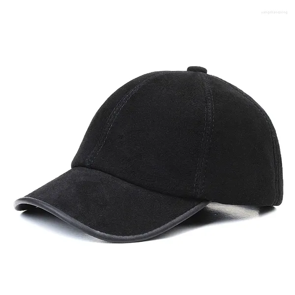 Gorras de bola Gorra de béisbol de cachemira para hombres y mujeres Moda casual Sombrero ajustable de cuero Estilo fino se puede usar en primavera invierno