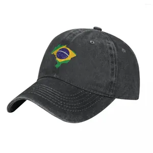 Casquettes de baseball Casual Brésil Drapeau Carte Vintage Casquette de baseball pour hommes femmes en détresse lavé Snapback Activités de plein air Chapeau réglable