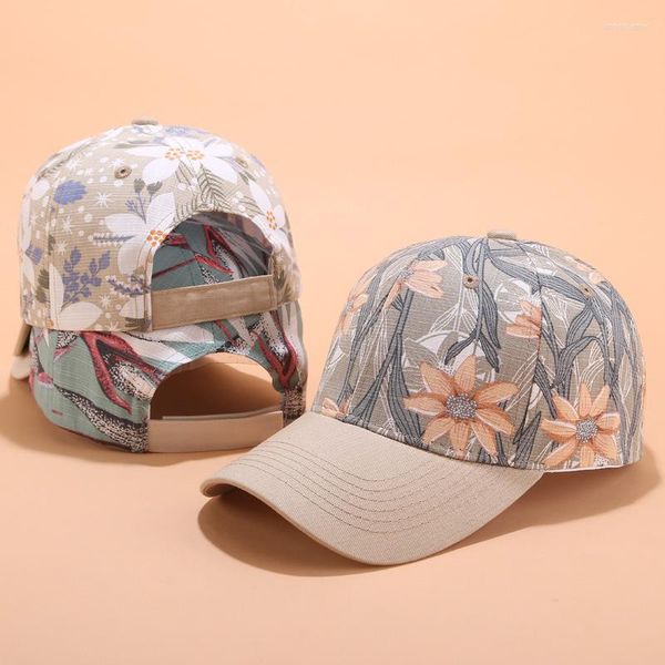 Casquettes de balle décontracté fleur impression femmes Casquette de Baseball chapeau filles Snapback chapeaux femme femme en plein air Casquette été soleil