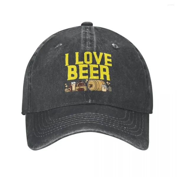 Casquettes de baseball Casual I Love Beer Baseball Hommes Femmes En détresse Coton Snapback Chapeau Boisson Alcool Ivre En Plein Air Ajustable Chapeaux Casquette