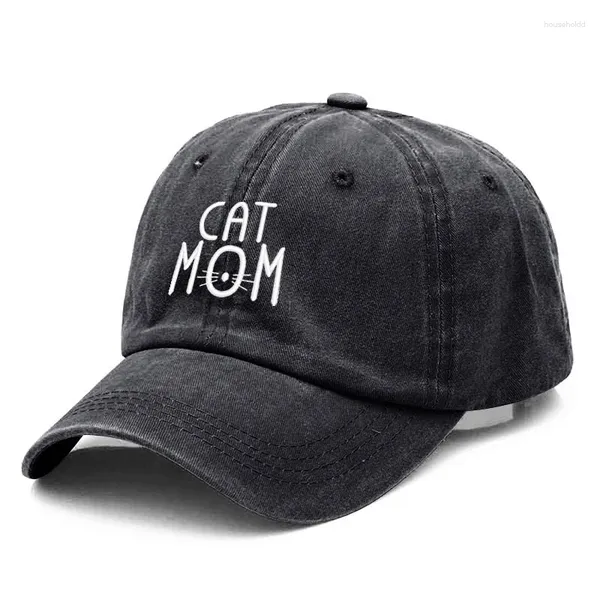 Gorras de bola Cat Mamá Bordado Lavado Algodón Gorra de béisbol para hombres Mujeres Papá Sombrero Golf Snapback Drop