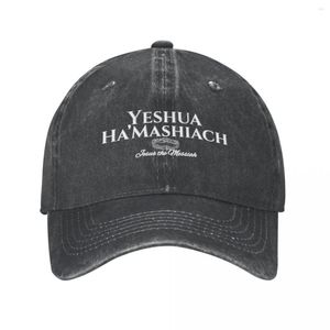 Ball Caps Catholic Bible Citaat Jezus de Messias Cap Distressed Denim Headwear Yeshua Ha Mashiach Hamashiach Christian Trucker Hat